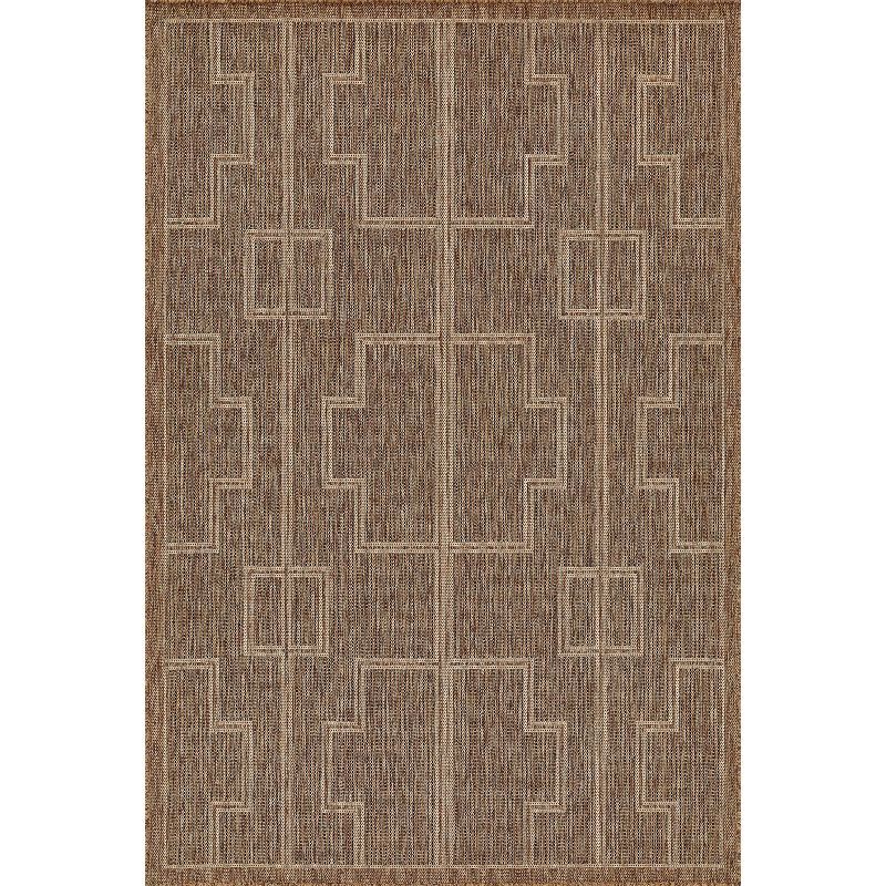 Hampton Natural Brown Geometric Indoor/Outdoor Area Rug 5' x 7'