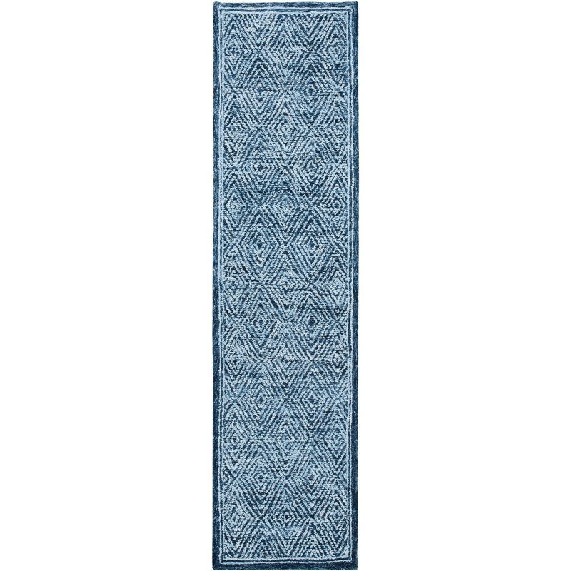 Handmade Blue Wool and Silk Tufted Area Rug