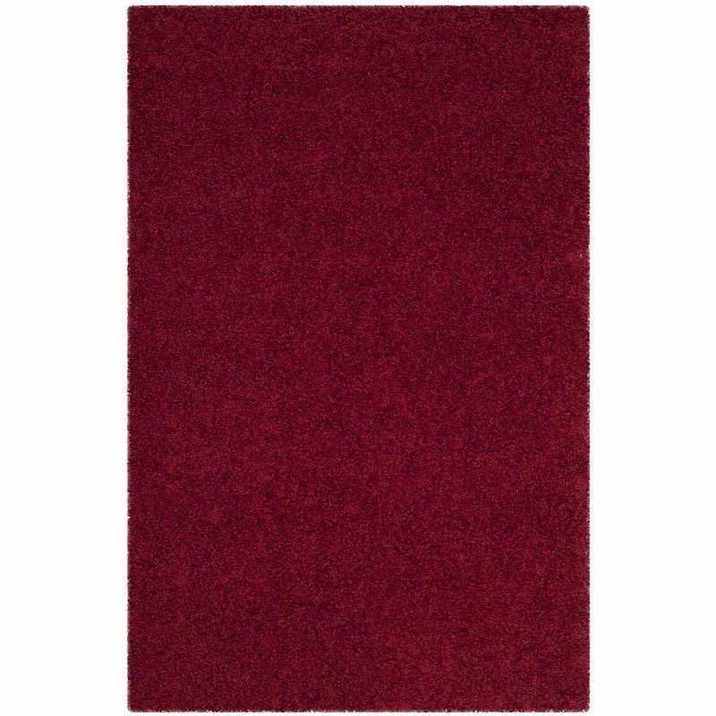 Athens Red Synthetic Shag Area Rug, 3' x 5'