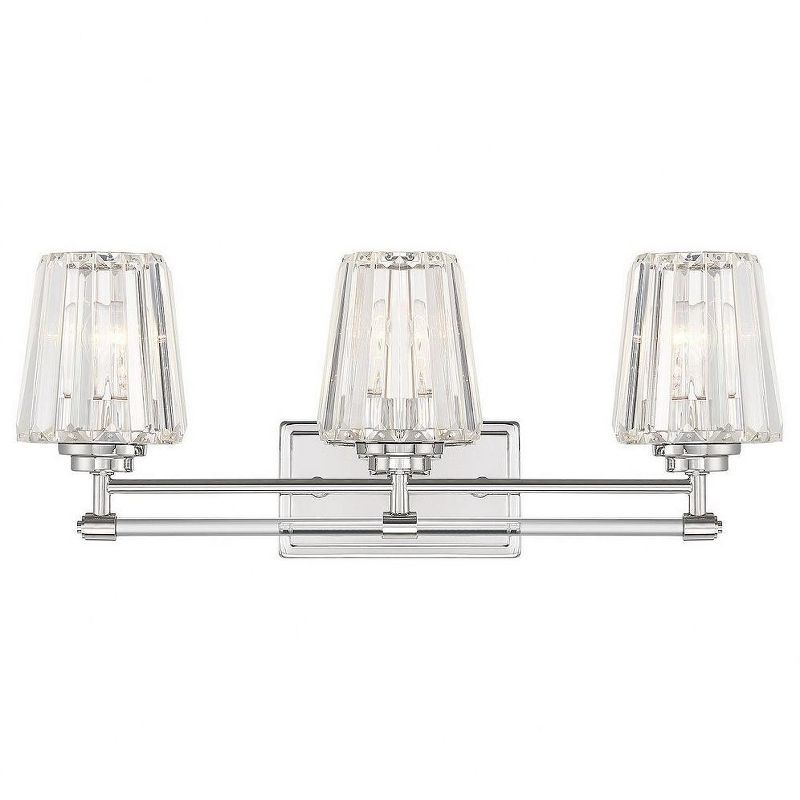 Polished Nickel 3-Light Vanity with Clear Crystal Shades