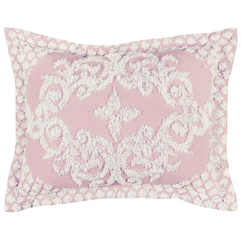 Pink Cotton Embroidered Standard Sham with Medallion Design