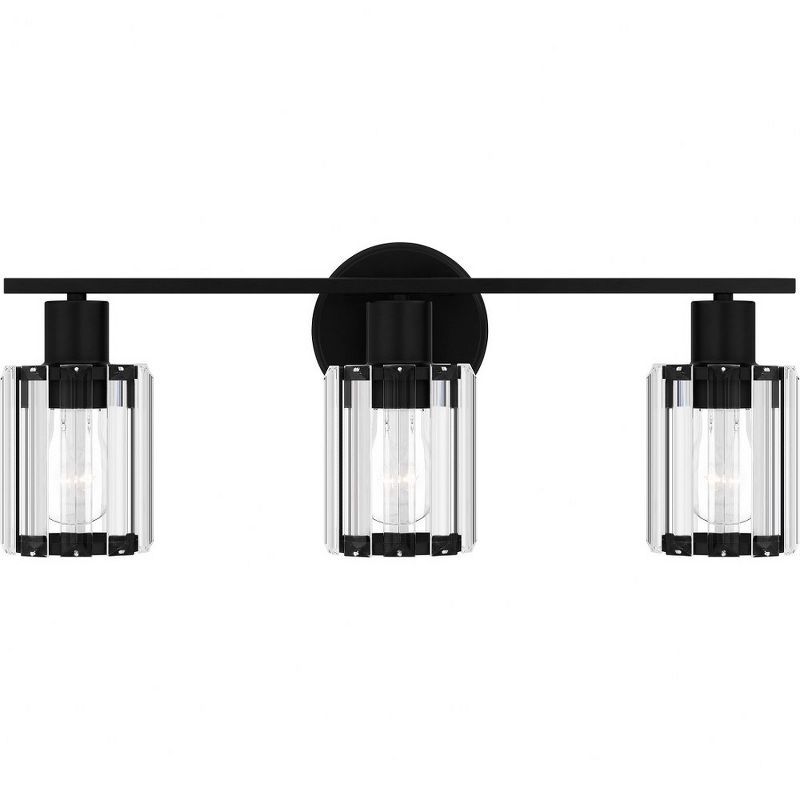 Isla Matte Black 3-Light Crystal Vanity Fixture