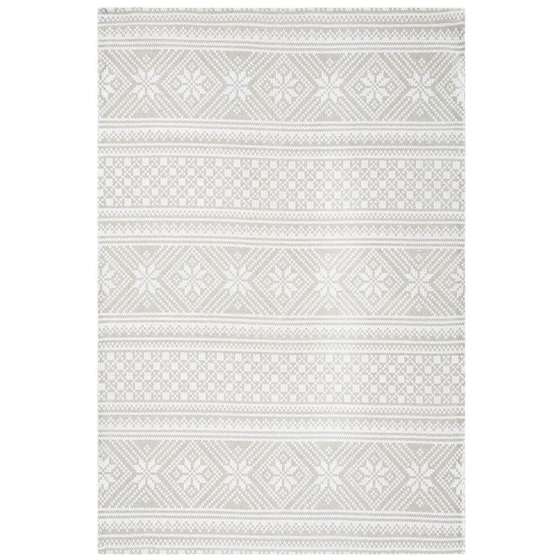 Silver Ivory Floral Handwoven Cotton Area Rug 3' x 5'