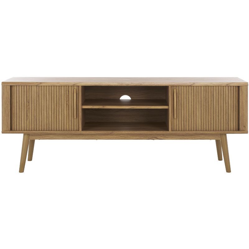 Aphra Oak 59" Mid-Century Modern Media Stand with Cabinet