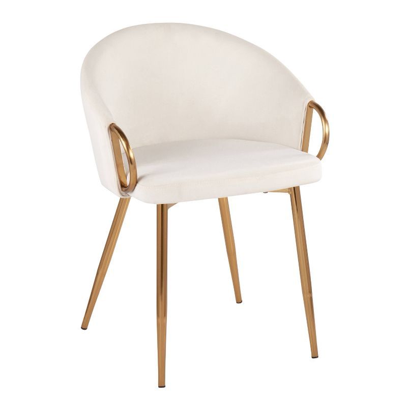 Claire Low Cream Velvet and Gold Metal Side Chair