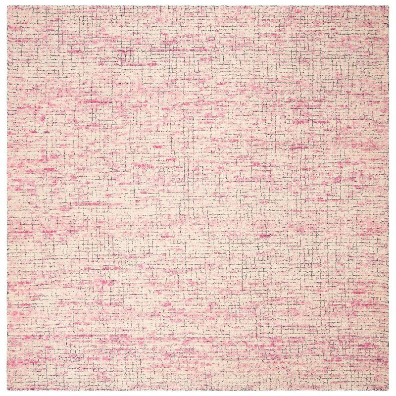 Ivory Abstract Hand-Tufted Wool 6' Square Area Rug