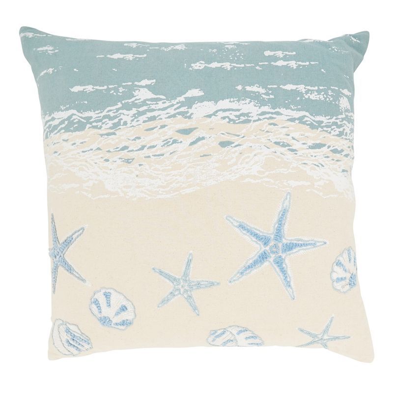 Seaside Treasures Blue Cotton Throw Pillow Cover, 20" x 20"