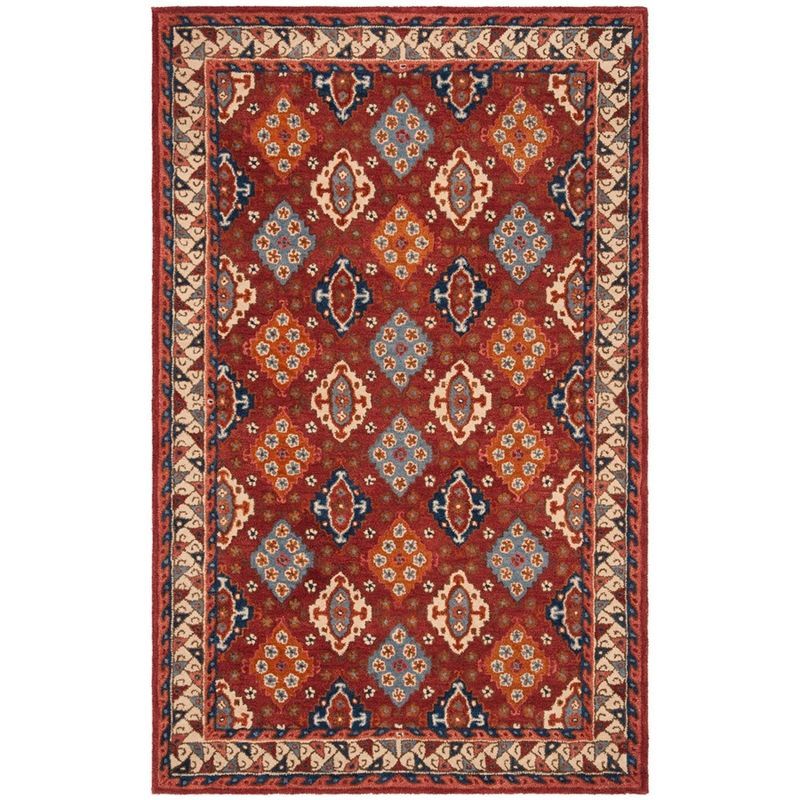 Heirloom Elegance 36" Round Tufted Red Wool Decorative Rug