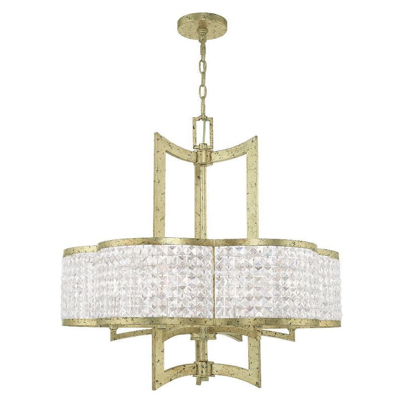 Elegant Grammercy 6-Light Chandelier with Crystal Strands in Winter Gold