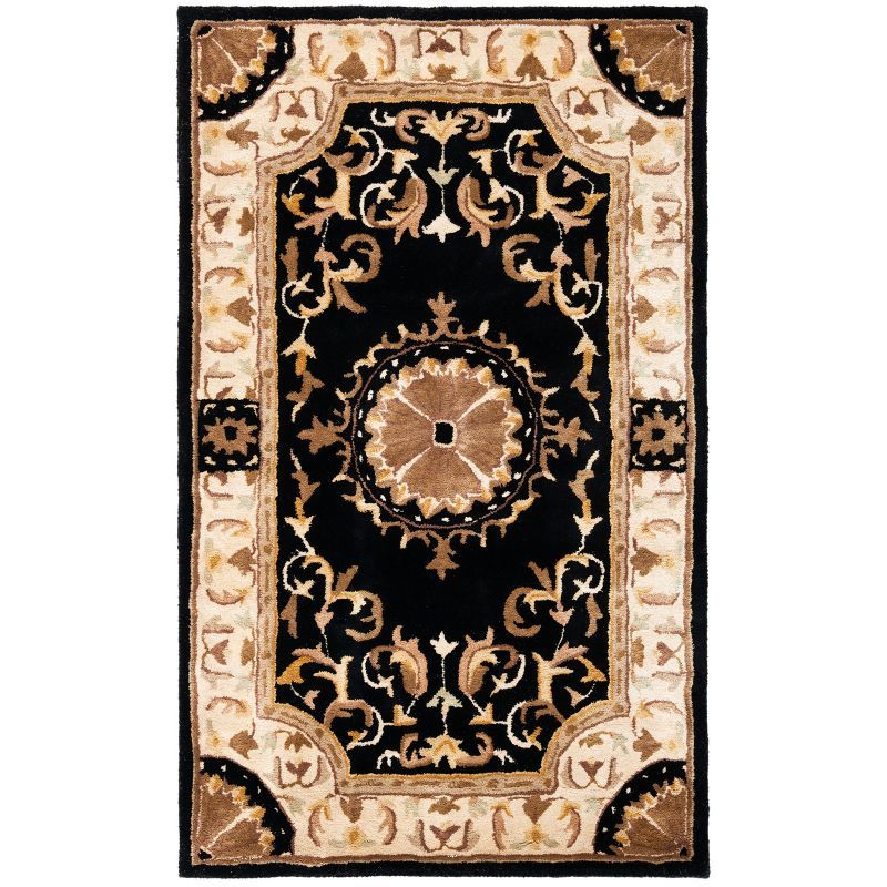 Empire Black and Ivory Hand-Tufted Wool Area Rug 3' x 5'