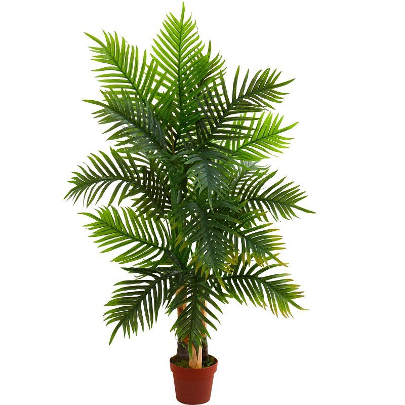 4-Foot Green Plastic Potted Areca Palm Tree