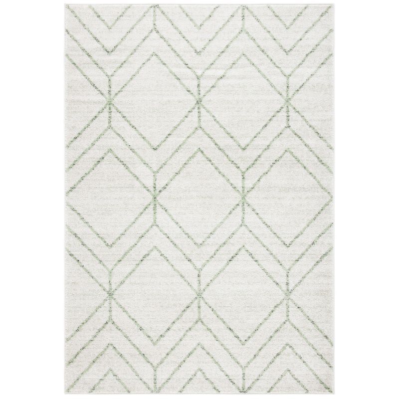 Sage and Ivory Geometric Easy Care Rectangular Rug