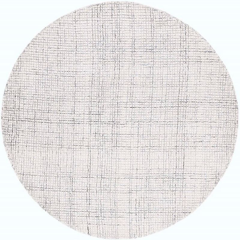 Ivory and Grey Round Hand-Tufted Wool Area Rug
