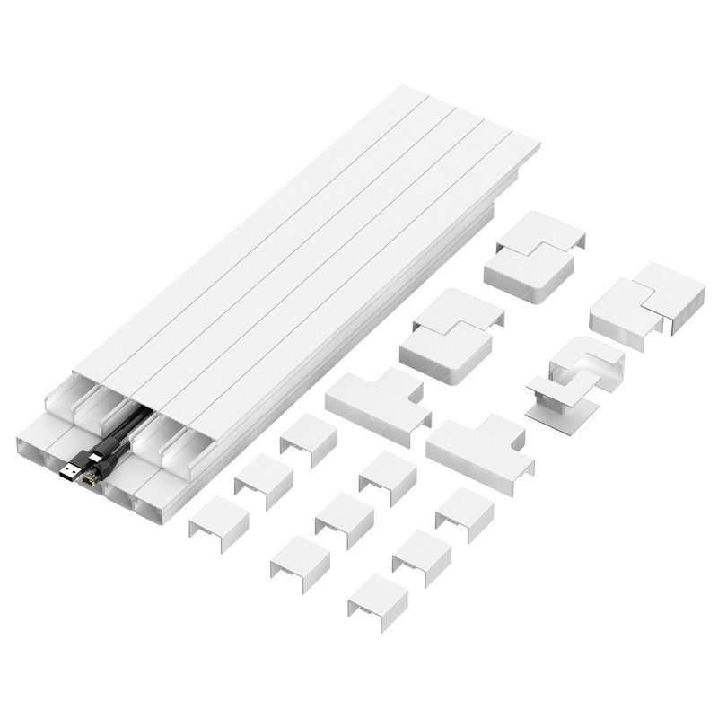 White PVC Wall Cable Concealer Kit with Connectors