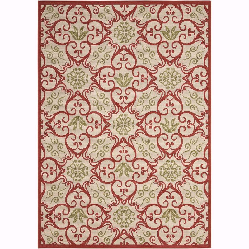 Ivory and Rust Reversible Synthetic 4' x 6' Area Rug