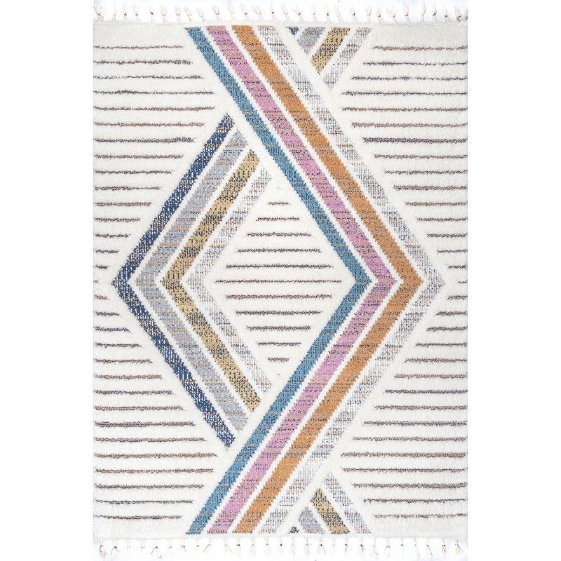 Ivory Braided Synthetic 52"x24" Easy-Care Rectangular Rug