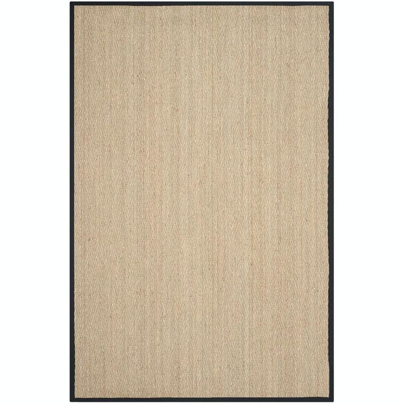 Natural Black Herringbone Cotton Area Rug 5' x 8'