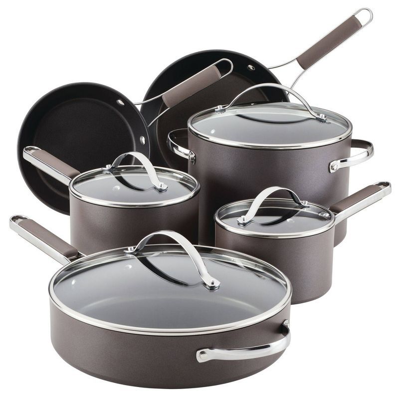 Charcoal Hard Anodized 10-Piece Nonstick Cookware Set