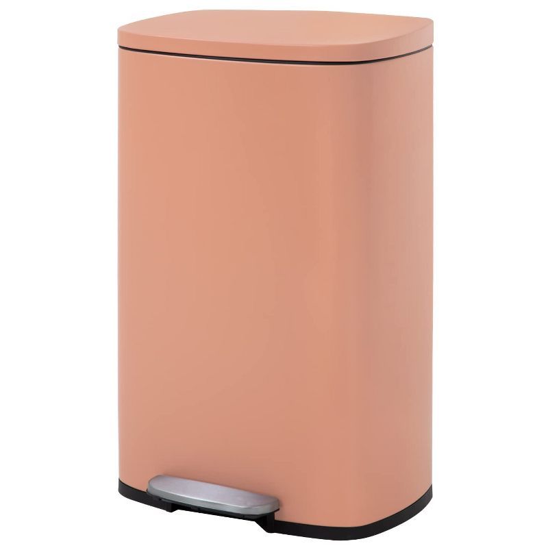 Pink Stainless Steel 13.2 Gallon Rectangular Pedal Trash Can