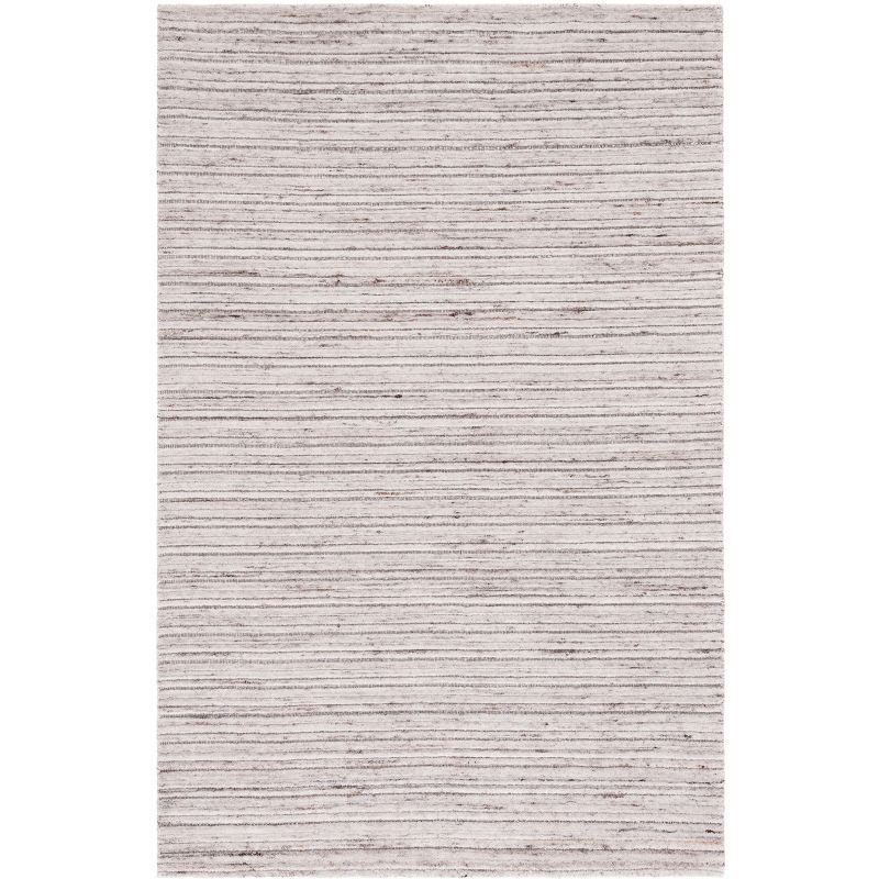 Beige Hand-Knotted Wool and Viscose 4'x6' Area Rug