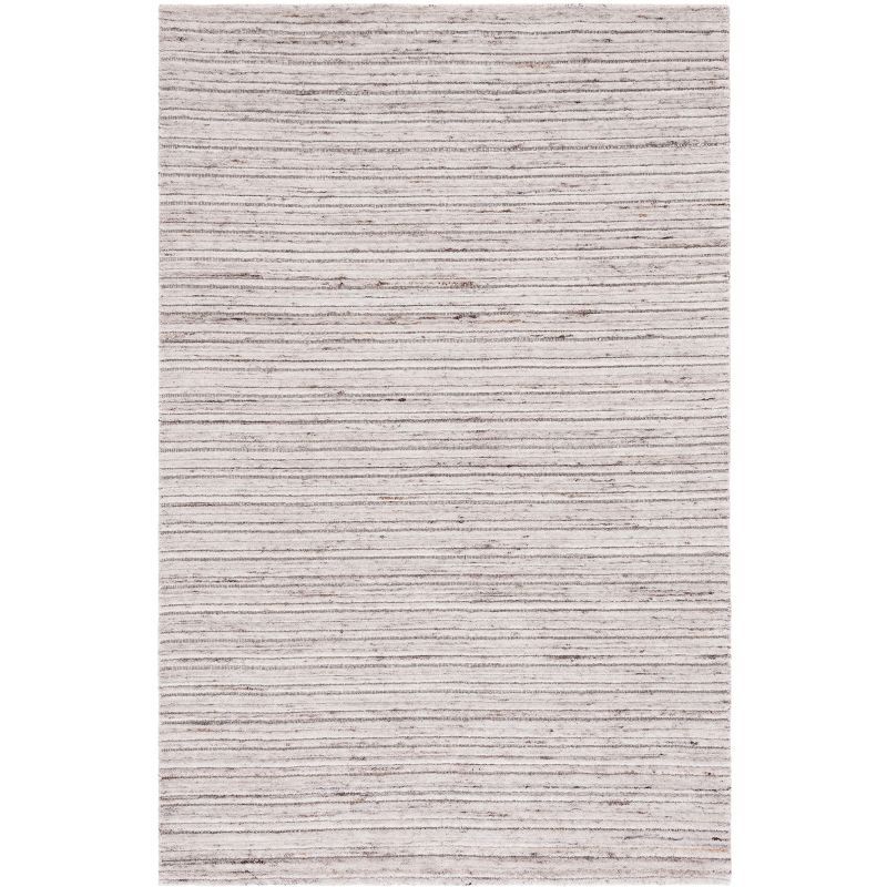 Beige Hand-Knotted Wool and Viscose 4'x6' Area Rug