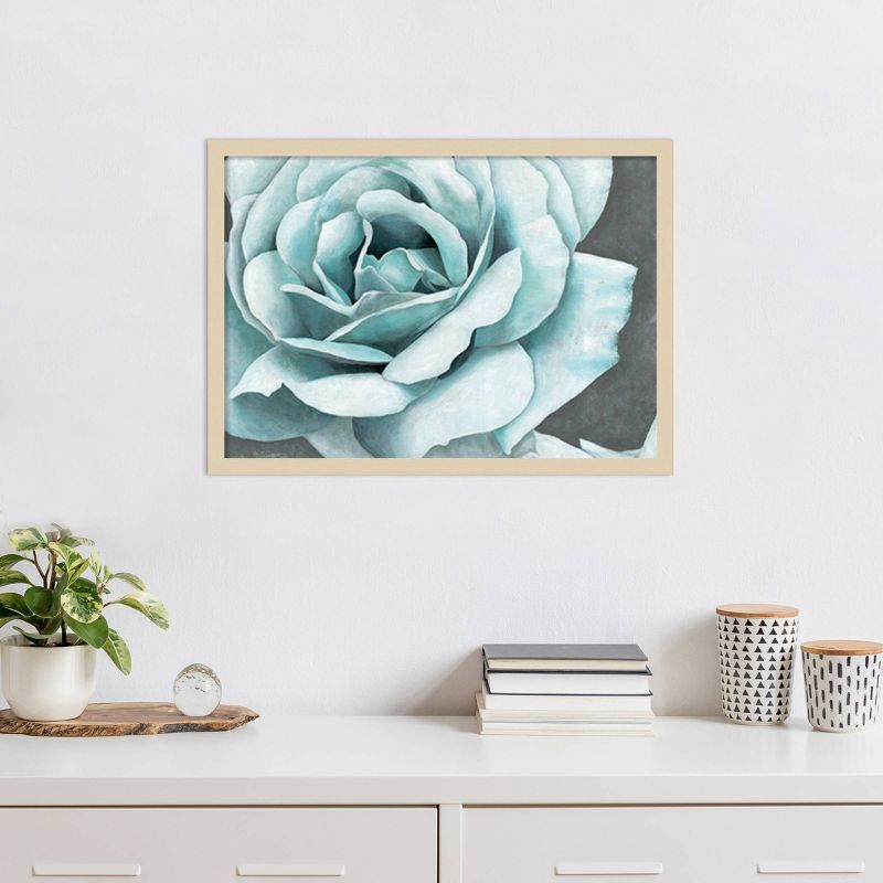 Svelte Natural Framed Blue Rose Bloom Graphic Art Print