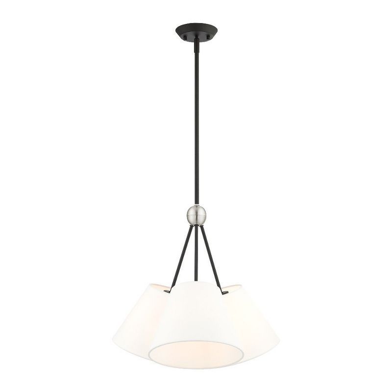 Prato 3-Light Black Chandelier with Hand-Crafted Off-White Shade