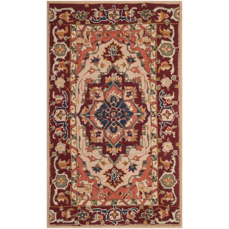 Chelsea Red and Ivory Hand-Hooked Wool Area Rug