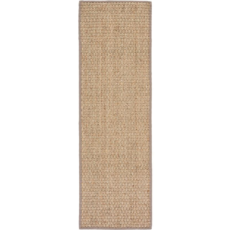 Natural Grey Jute Sisal Runner Rug with Cotton Border