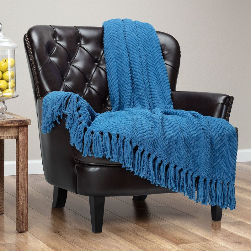 Chanasya Textured Knit Throw Blanket with Tassels