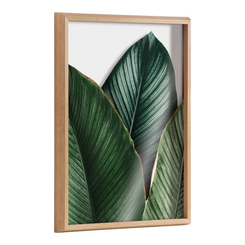 Natural Framed Tropical Palm Leaves Glass Wall Art