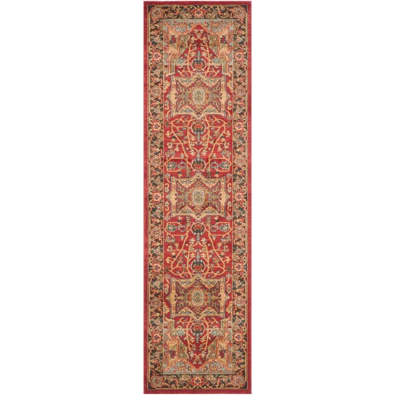 Mahal Red and Beige Synthetic Runner Rug