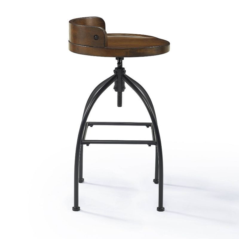 Edison Industrial Black Metal and Medium Wood Swivel Bar Stool