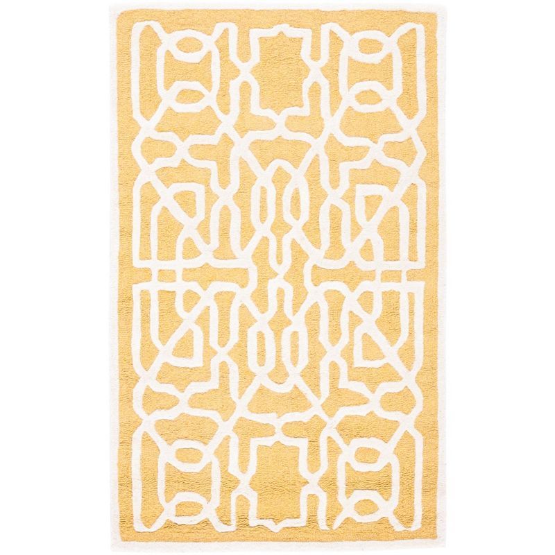 Handmade Gold and Ivory Tufted Wool Area Rug 3' x 5'