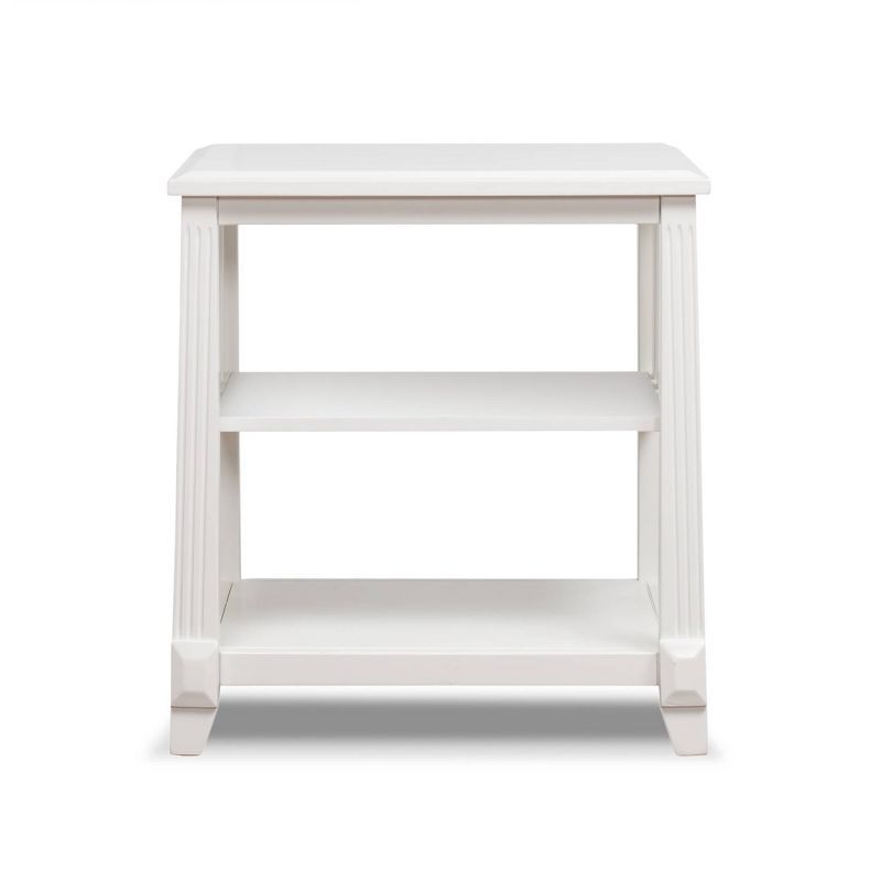 White Solid Wood Nursery Nightstand with Shelves