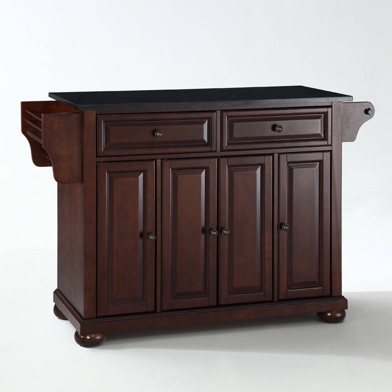 Alexandria 46" Black Granite Top Vintage Mahogany Kitchen Island