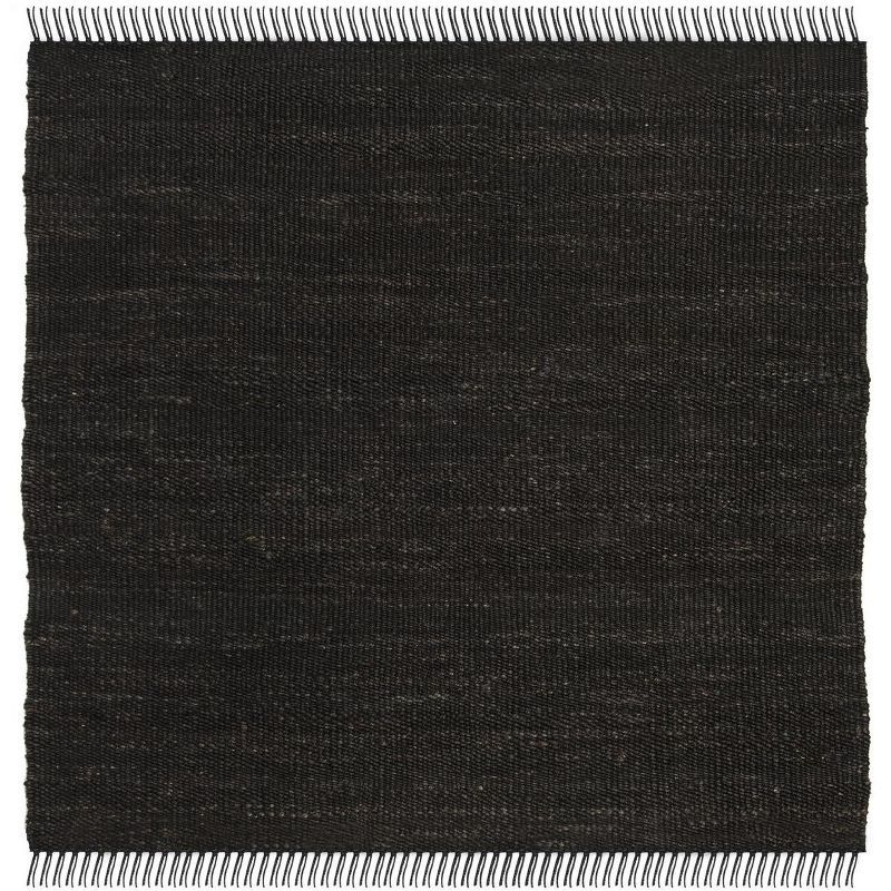 Black Flat Woven Handmade Jute Square Area Rug