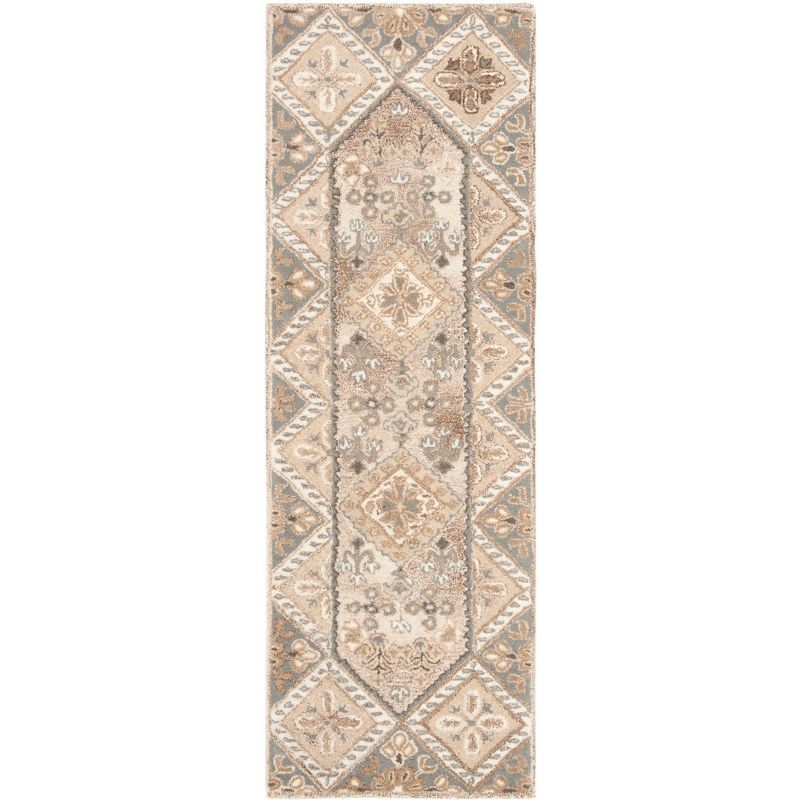 Elegant Gray Hand-Tufted Wool Runner Rug, 27" x 6"