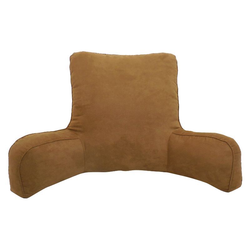 Brown Suede Oversized Bed Rest Lounger with Wide Arms