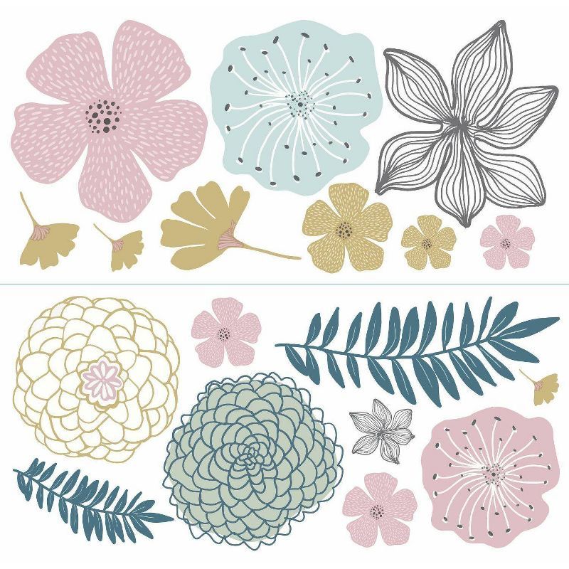 Perennial Blooms Giant Peel and Stick Floral Wall Decals