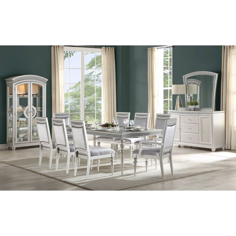 Maverick 88" Platinum White Extendable Rectangular Dining Table