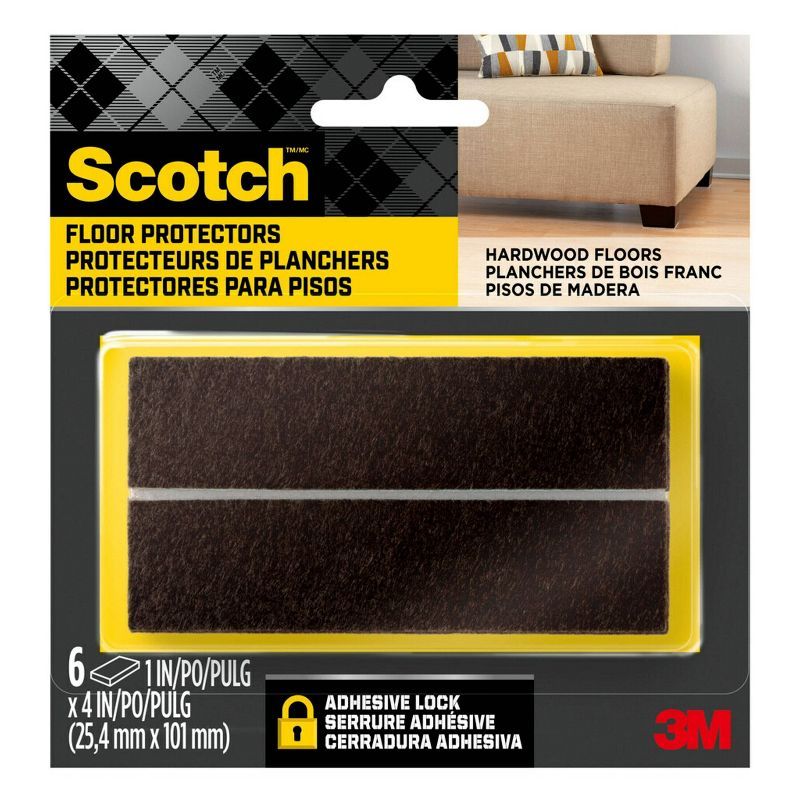 Brown Adhesive Felt Floor Protector Strips, 6-Pack