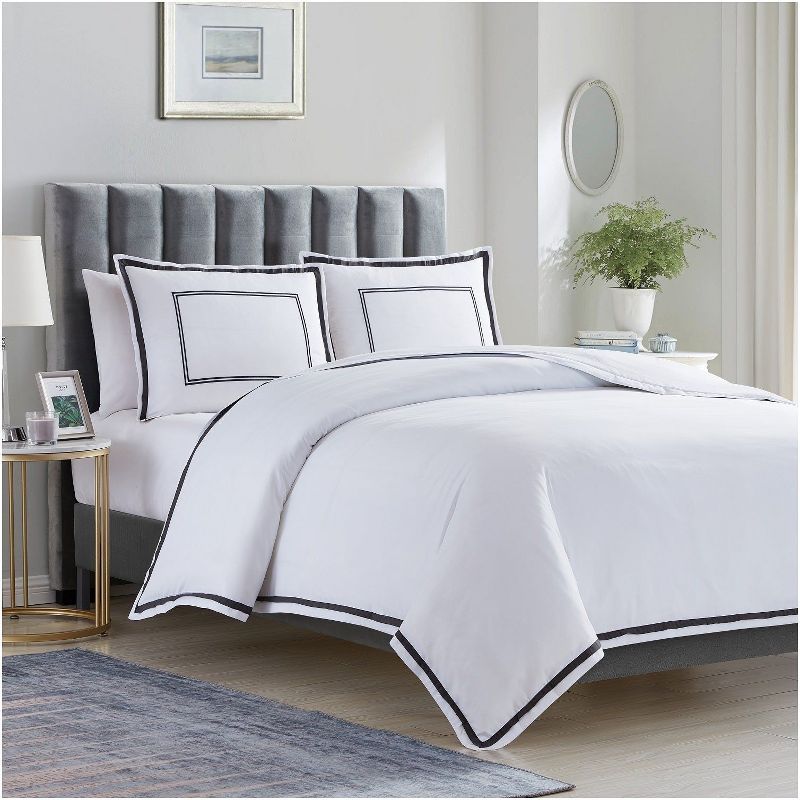 Hotel Gray Queen Microfiber Duvet Cover Set with Pillow Shams