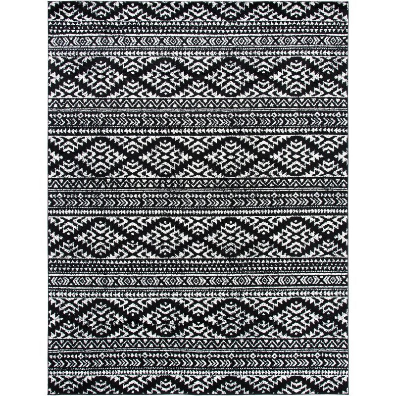 Bohemian Bliss Geometric Black & Ivory Synthetic Area Rug - 8' x 10'