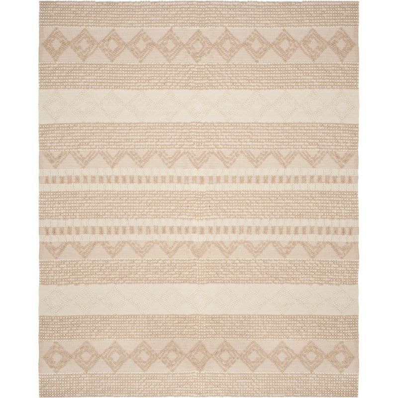 Ivory Geometric Hand-Tufted Wool Area Rug - 8' x 10'