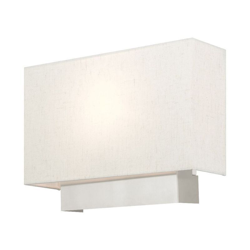 Meadow Brushed Nickel Modern 1-Light ADA Sconce with Oatmeal Shade