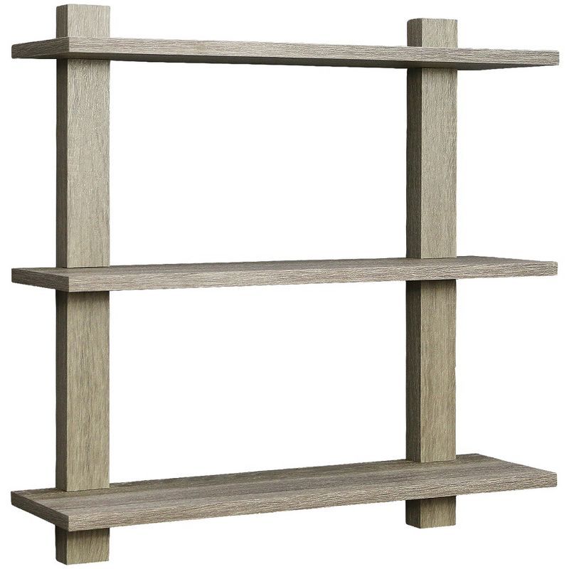 Grey 3-Tier Asymmetric Floating Wall Shelf