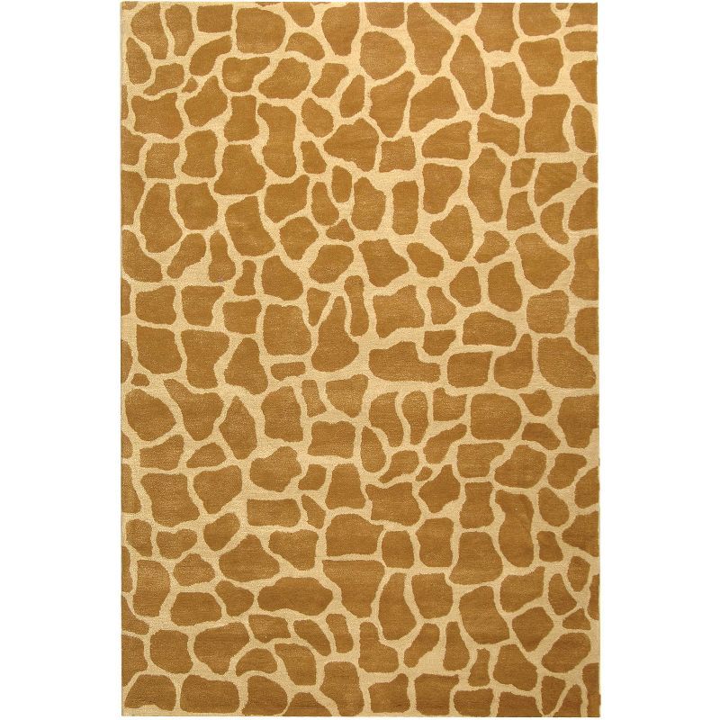 Beige and Brown Tufted Wool and Viscose Area Rug