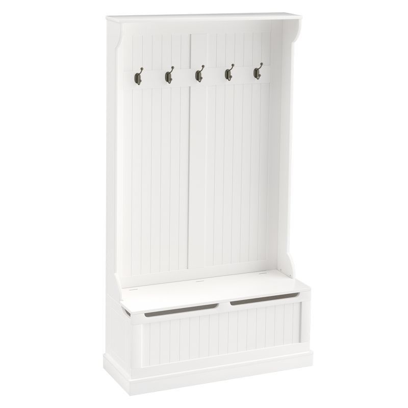 White Hall Tree with Storage Bench and Coat Rack