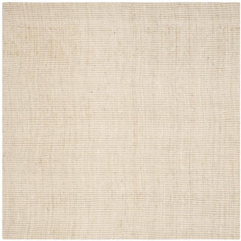 Ivory Cotton Hand-Woven 5' Square Natural Fiber Rug